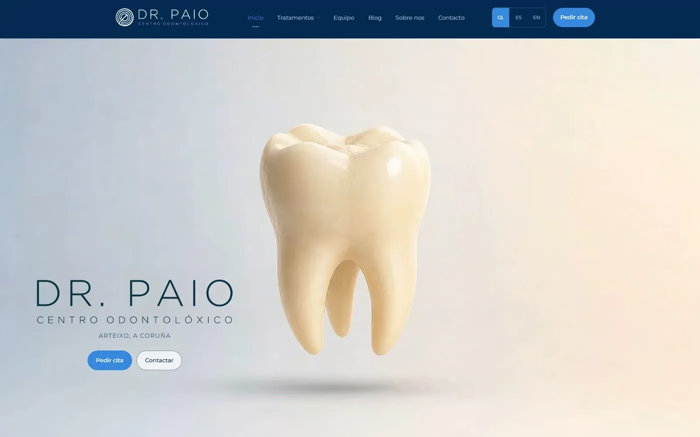 Portada de la web de la clínica dental Dr. Paio
